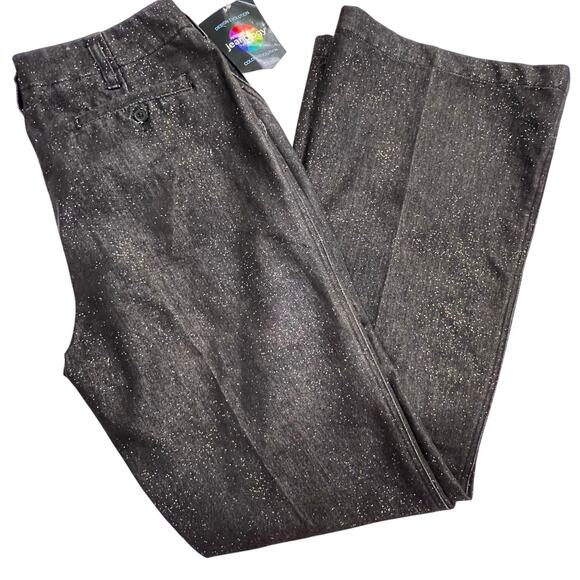 NWT Newport News Jeanology Collection Jeans Black Gold Glitter Women's 14 T Tall - Picture 12 of 14